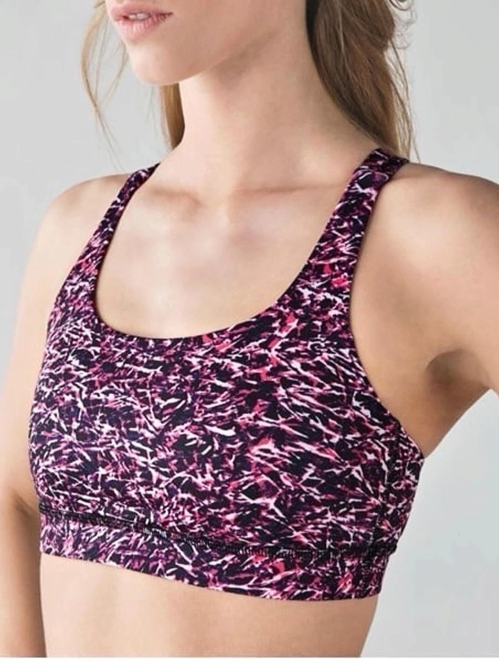 lululemon Abstract Print Sports Bra in Pink & Black
